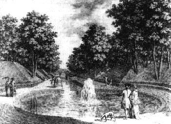 Kujpferstich Bassin Kanal Schloßpark Ludwigslust 1767